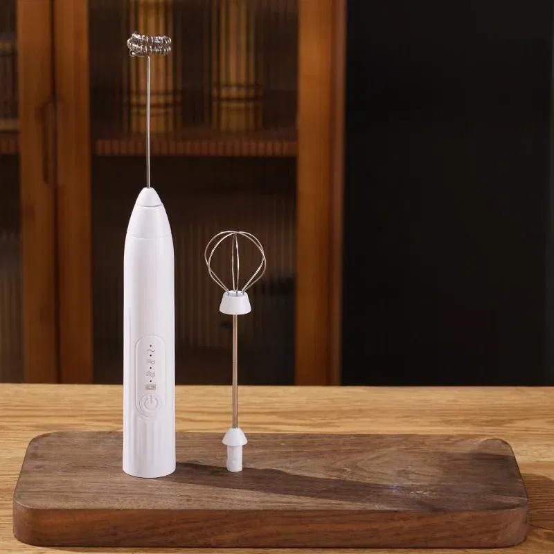 Color: light green - 2-in-1 multi-function USB Rechargeable Electric Egg Beater Baking Mixer Milk Frother Kitchen Gadgets Coffee Stirrer Tools Dining