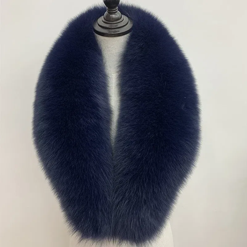 Color: Pink, Size: XL - Winter Real Fox Fur Collar Woman Black Natural Fur Scarf Shawl For Women Collars Wraps Neck Warmer Fur Scarves Luxery Scarf Men
