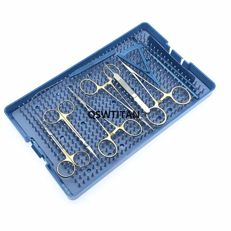 Color: Brushed Chrome - Eyelid reconstruction double eyelids plastic surgery instruments set Double eyelid Cosmetic tools kit