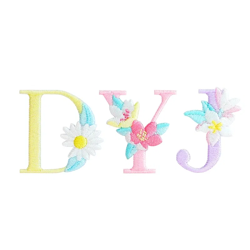 Color: Yellow - 1 Piece Fashion Cute Letters Patch for Clothing Applique Jeans DIY Accessories Iron on Fabric Stickers