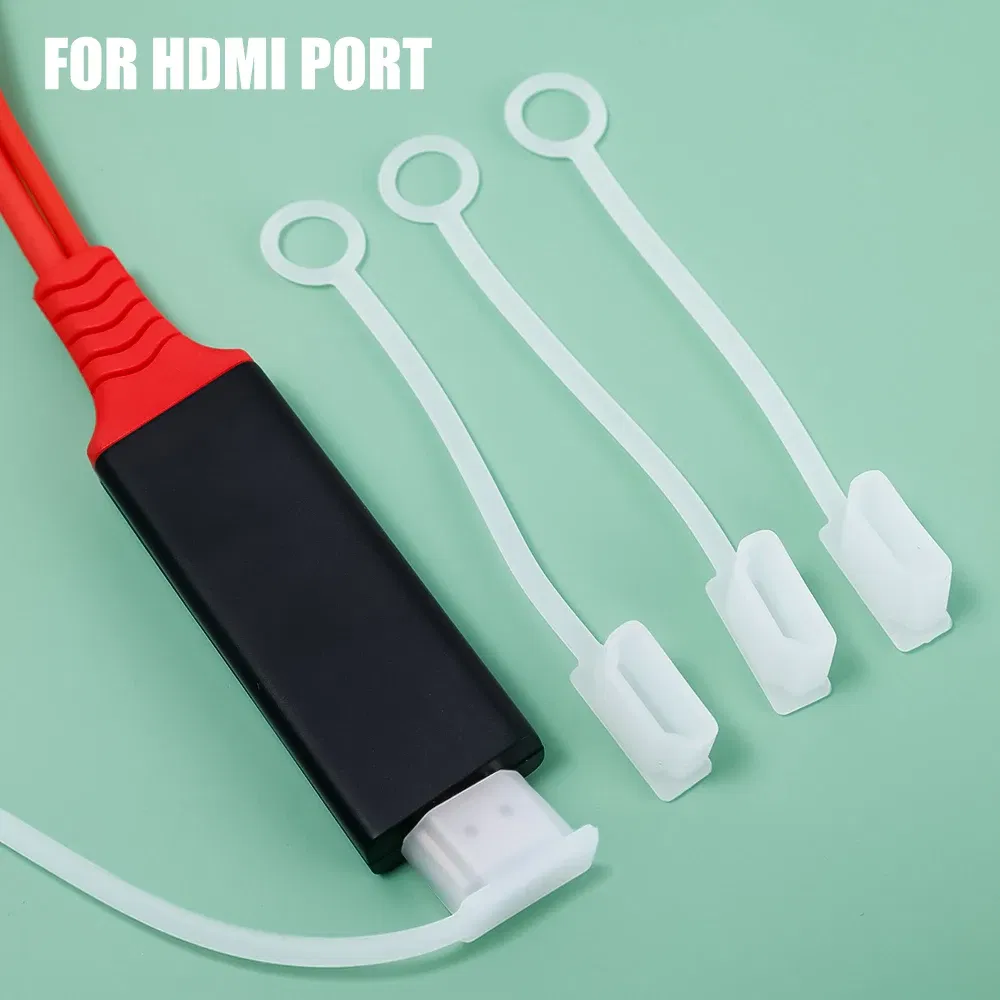 Color: grey - 5/1pcs Dust Plug for HDMI-compatible Cable Dust Cover Strap Dustproof Waterproof Anti-loss Cap for HDMI-compatible Phone Cables