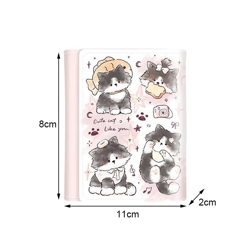 Color: Clear - PU Leather Cute Women Wallet Coin Purse Simple 3 Folds Multi-card Slots Card Holder Cute Cat Dog Short Wallets for Girls