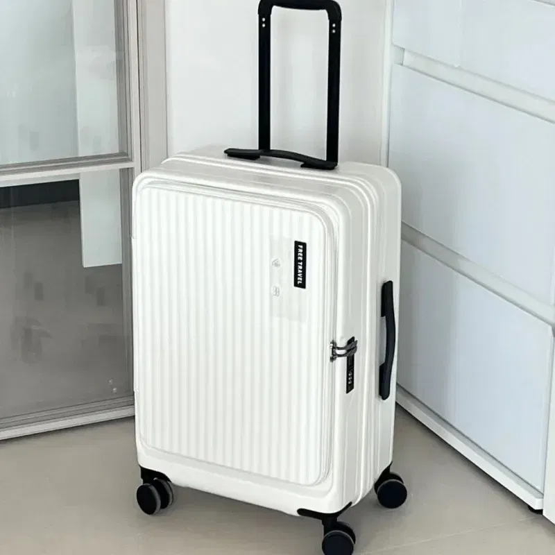 Color: black, Luggage Size: 16Inches 400mm, Ships From: CHINA - 2025 New 20-inch PC Hard Shell Lightweight Roller Travel Expandable Multifunctional Front Opening Suitcase Cabin Trolley Case