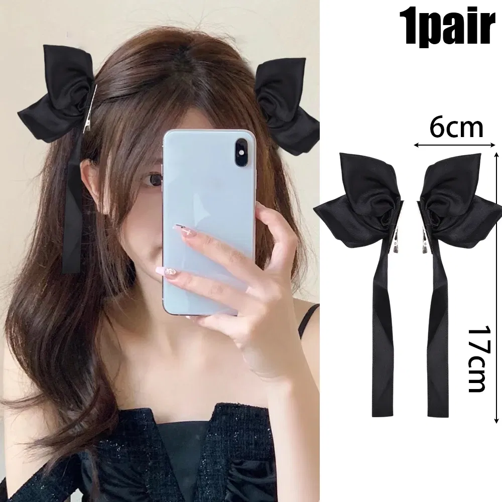 Color: Lavender - 2Pcs Bow Ribbon Hair Clip Fashion Bowknot Hairpins Small Cute Barrettes Women Girls Kids Bows Clips Ornament Headwear Headdress
