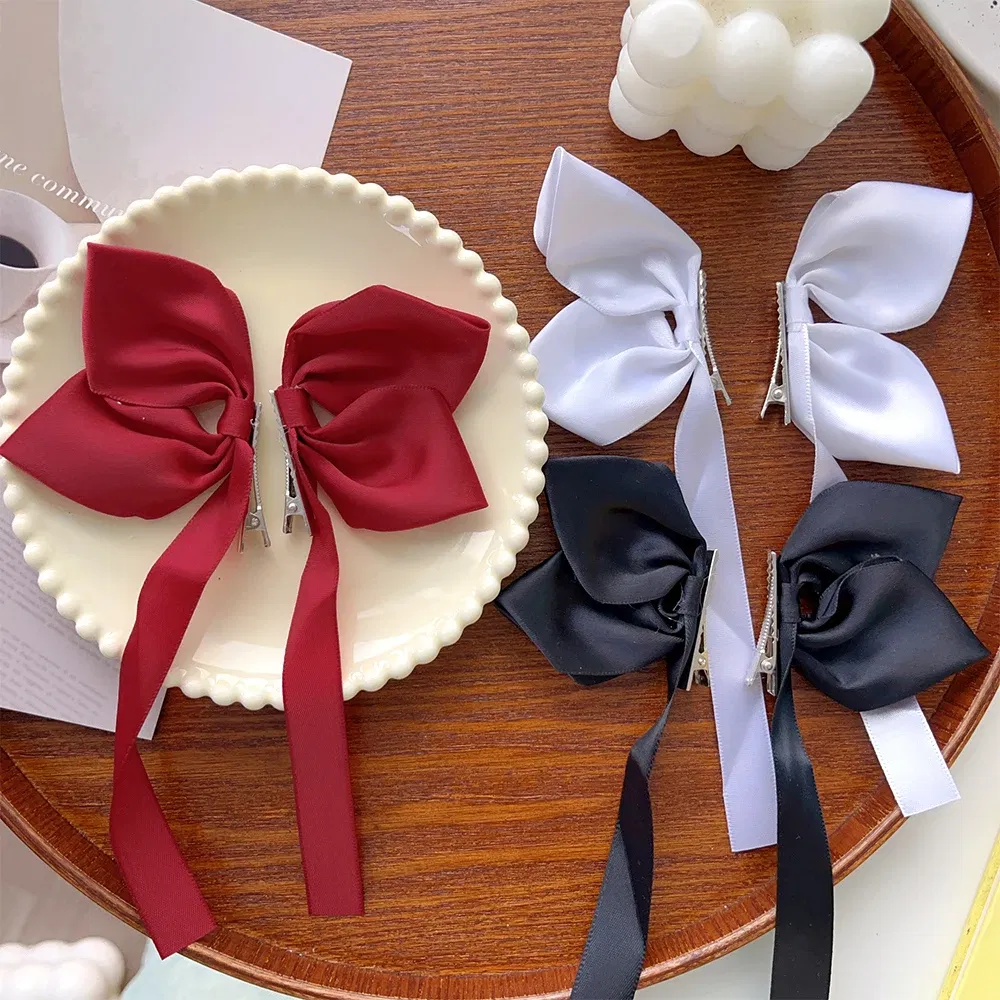 Color: Lavender - 2Pcs Bow Ribbon Hair Clip Fashion Bowknot Hairpins Small Cute Barrettes Women Girls Kids Bows Clips Ornament Headwear Headdress