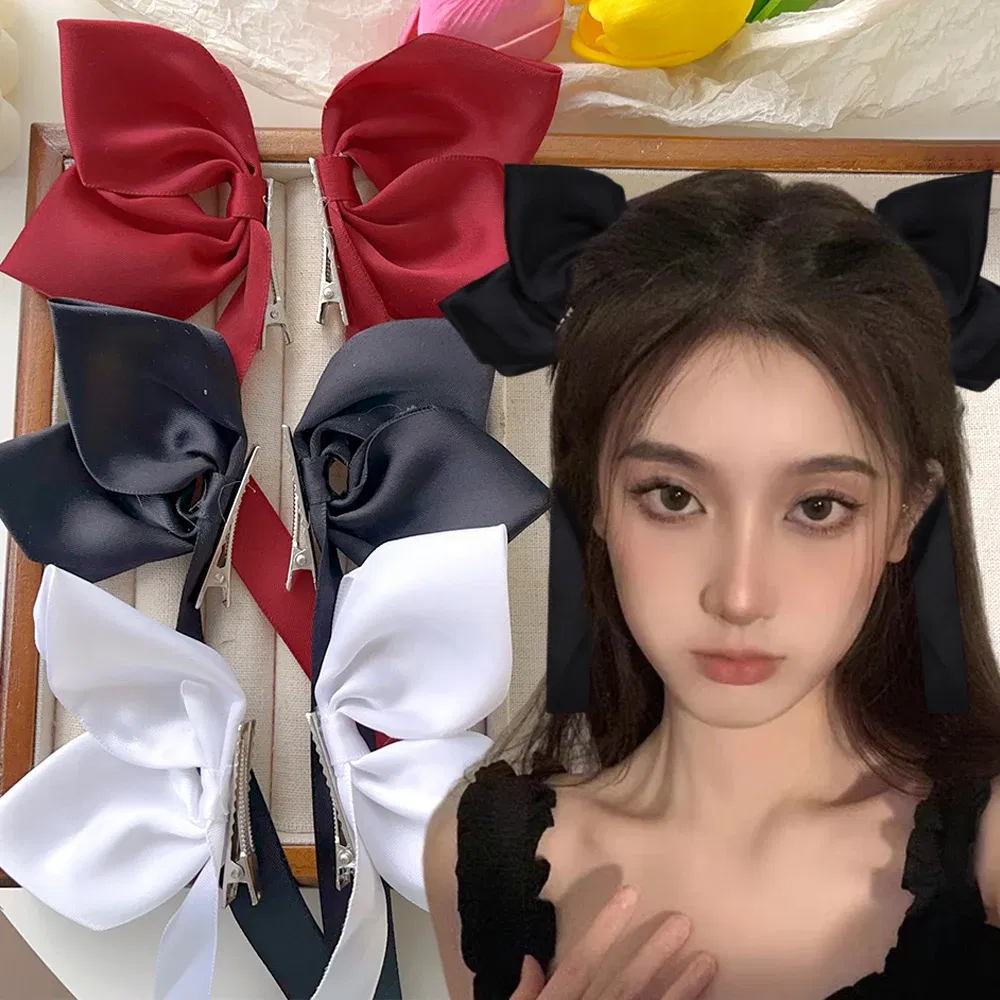 Color: Lavender - 2Pcs Bow Ribbon Hair Clip Fashion Bowknot Hairpins Small Cute Barrettes Women Girls Kids Bows Clips Ornament Headwear Headdress