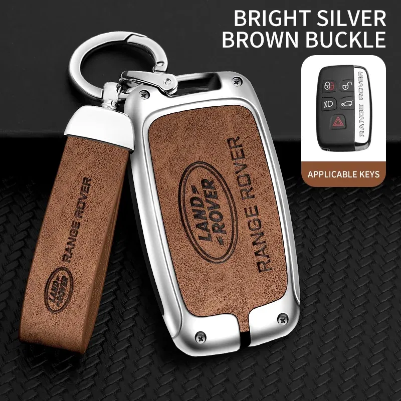 Color Name: black - Car Zine Alloy Key Case For Land Rover Range Rover Discovery Evoque Velar Freelander Defender  Key Chain Shell Car Metal key Bag