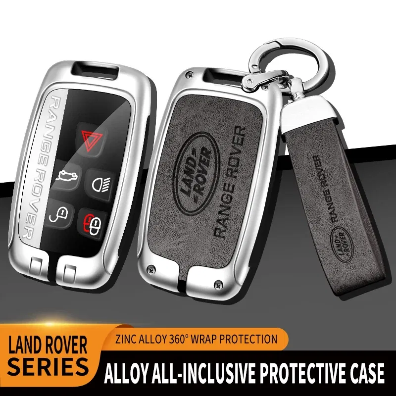 Color Name: black - Car Zine Alloy Key Case For Land Rover Range Rover Discovery Evoque Velar Freelander Defender  Key Chain Shell Car Metal key Bag