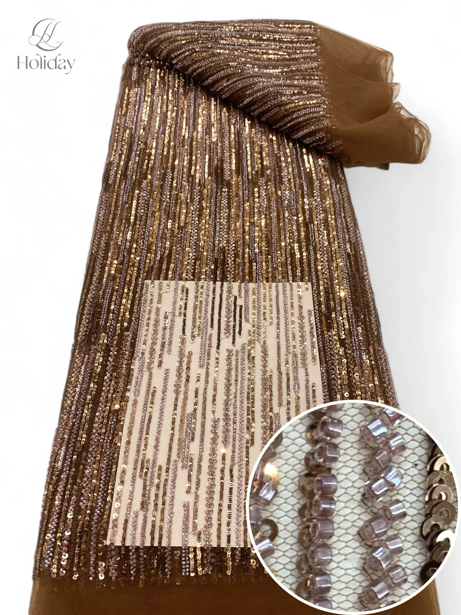 Color: black, Width: 130cm, Length: 3 YARDS - 3Y/piece Latest Nigerian Sequins Lace Fabric  Beaded Lace Fabric Luxury French Embroidery Groom Lace Fabric For Wedding Dress