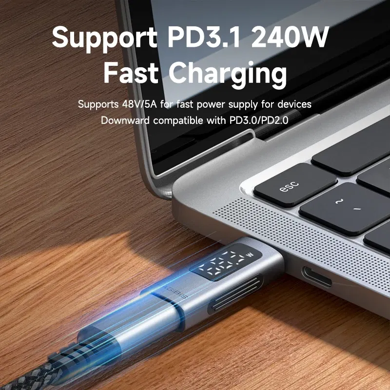 Hagibis LED Display 240W USB C Adapter Type C to USB C USB4 Connector 40Gbps 8K@60Hz for Thunderbolt 4/3 iPhone 15 Macbook Pro