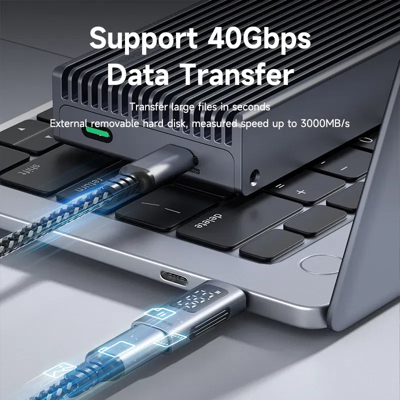 Hagibis LED Display 240W USB C Adapter Type C to USB C USB4 Connector 40Gbps 8K@60Hz for Thunderbolt 4/3 iPhone 15 Macbook Pro