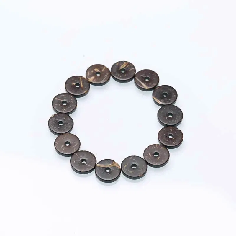 Size: L - Polished coconut shell round brown coconut shell for DIY jewelry making bracelets 100 beads septa beads
