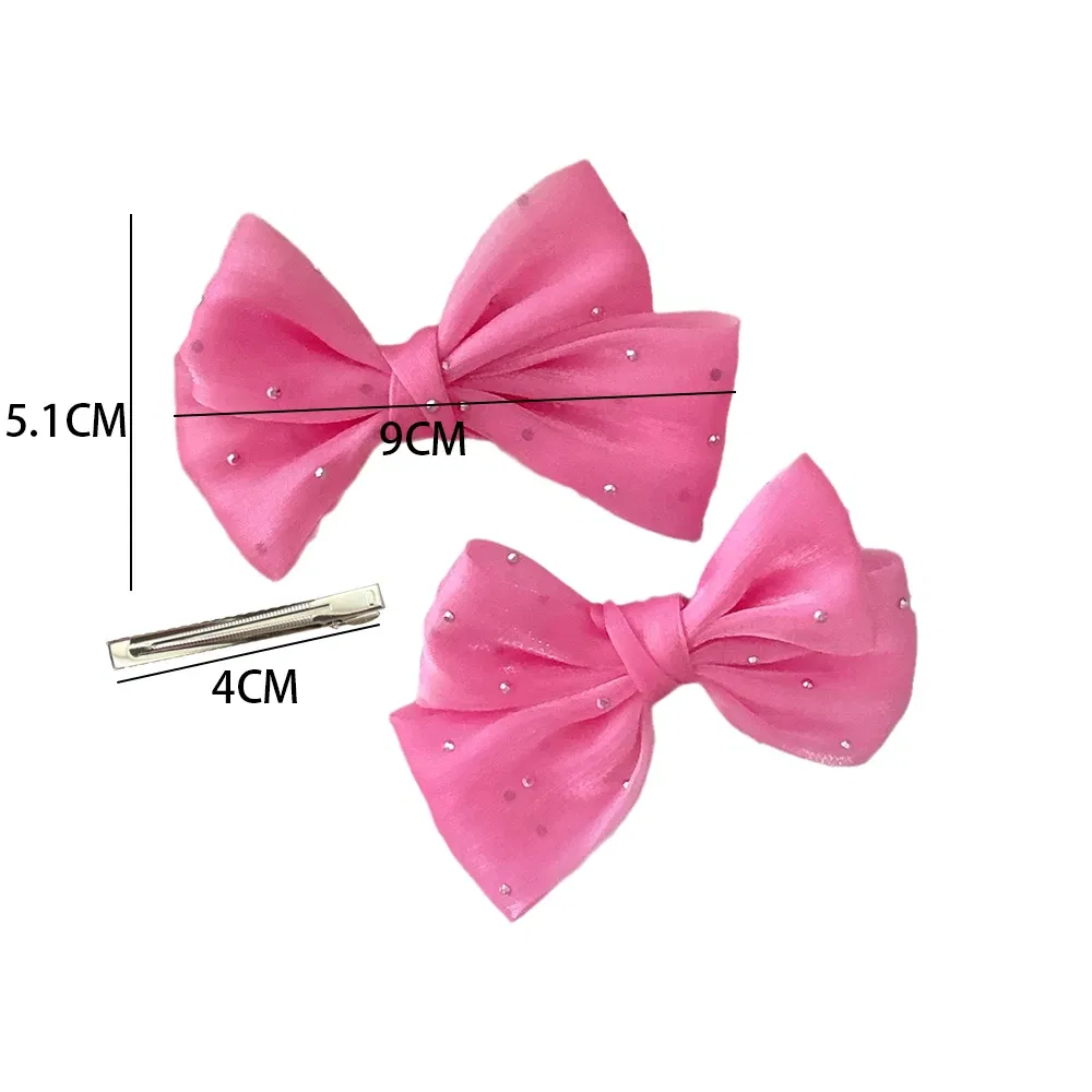 Color: Champagne - 2Pcs Starry Dots Red Velvet Bow Hair Pins Hair Clips Kids Girls Fashion Christmas Barrettes Ponytail Holder Headwear Accessories