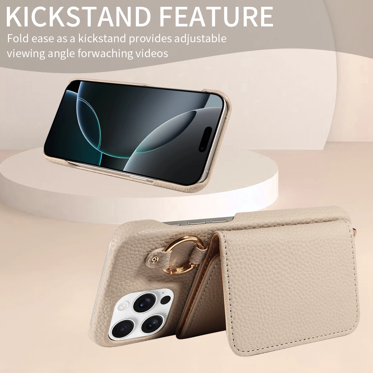 Color: Beige, Bundle: Case & Strap, Material: Artificial Leather, Compatibility by Model: iPhone 16e - For IPhone16 15 Pro Max 14 13 12 Series PU Leather Magsafe Magnetic Wireless Charging Shockproof Crossbody Wallet Phone Case