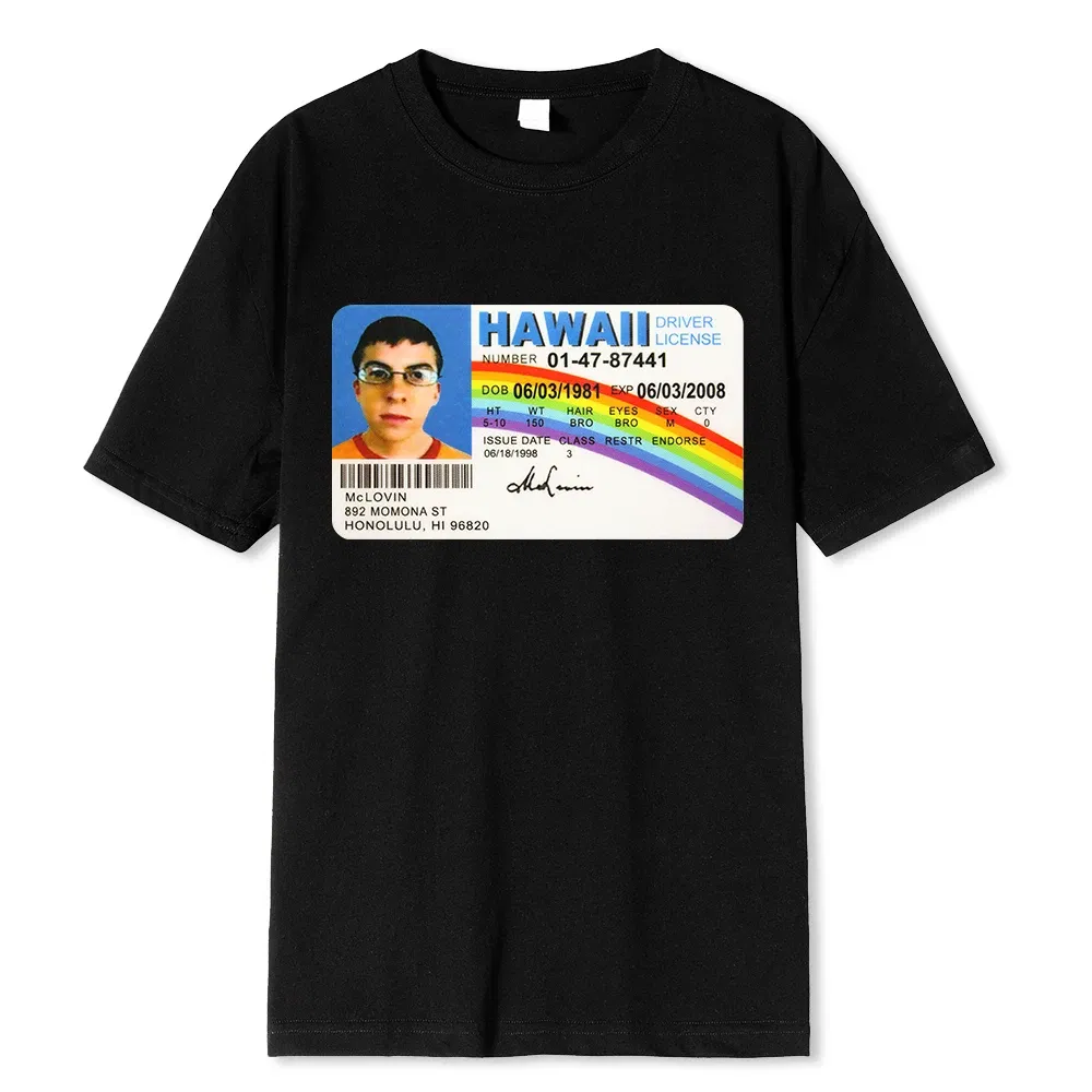 Color: SKY BLUE, Size: XL - Homme t Shirt Summer Men t-Shirt Mclovin Id Card Superbad Geek Mens Cotton t-Shirt Unisex t-Shirt Teenagers Cool Soft Clothing