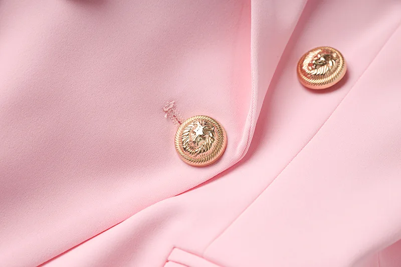 Color: Pink, Size: M, Ships From: CN - New Arrival Elegant Style Lady Office Work Suit Double-breasted Long Sleeve Fitted Blazer A-line Pencil Mini Skirt Women 2Pcs