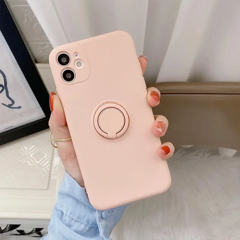 Color: Brown,  Material: tpu - With Ring Holder Phone Case For Samsung Galaxy S25 Ultra S24 S23 S22 S21 Plus A13 A52 A53 A54 TPU Soft Back Cover