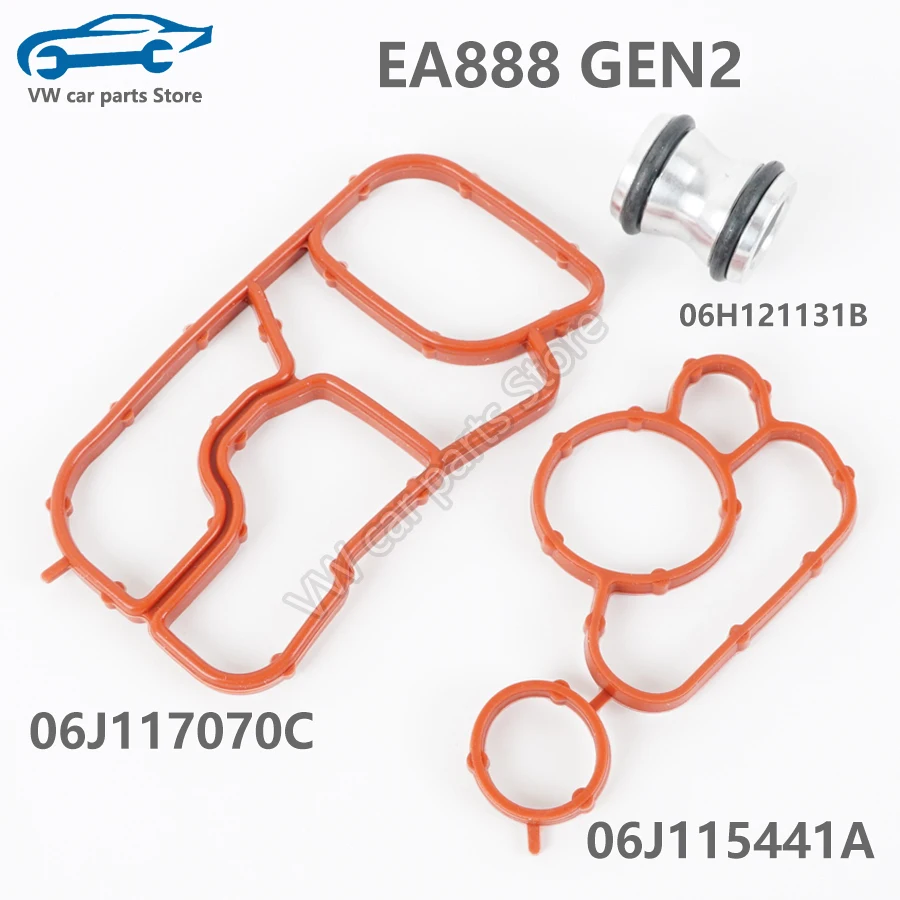 Color: army green - 06J117070C 06J115441A Oil Cooler Gasket Pipe And Connector Joint For EA888 Audi A4A5A6Q5 VW Golf Tiguan Passat Jetta 06L115441