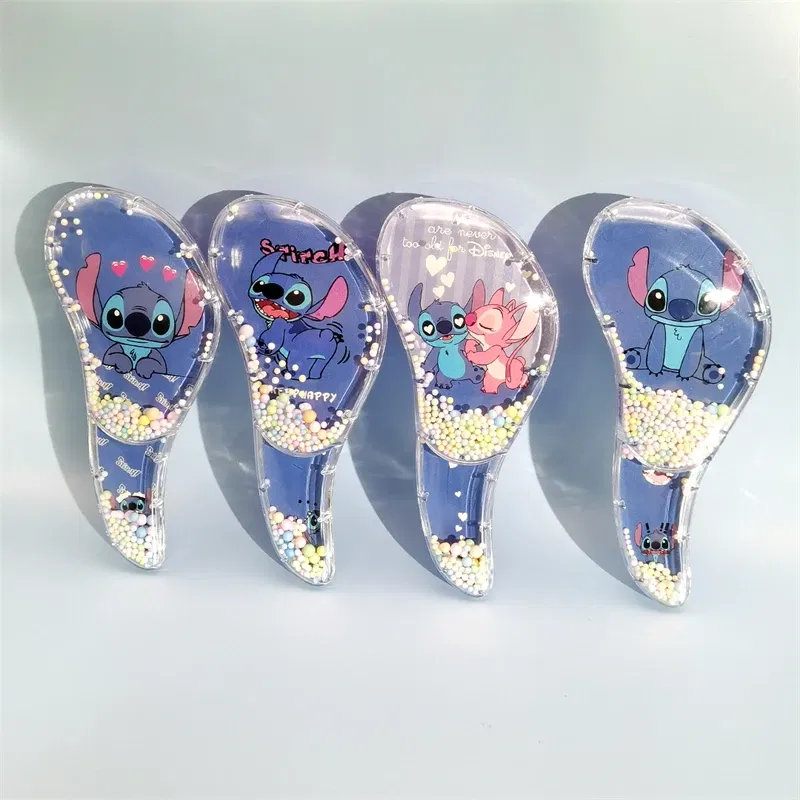 Color: black - Disney Stitch S-shaped Comb Cute Cartoon Massage Curly Hair Anti Knotting Portable Hairdressing Comb Girl&Child Holiday Gifts