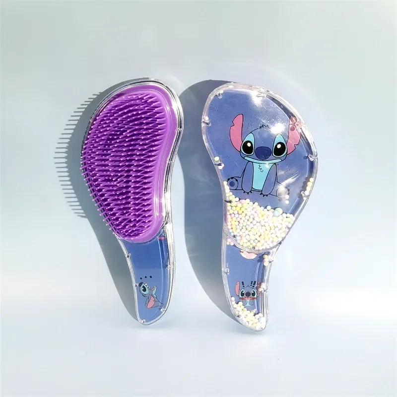 Color: black - Disney Stitch S-shaped Comb Cute Cartoon Massage Curly Hair Anti Knotting Portable Hairdressing Comb Girl&Child Holiday Gifts