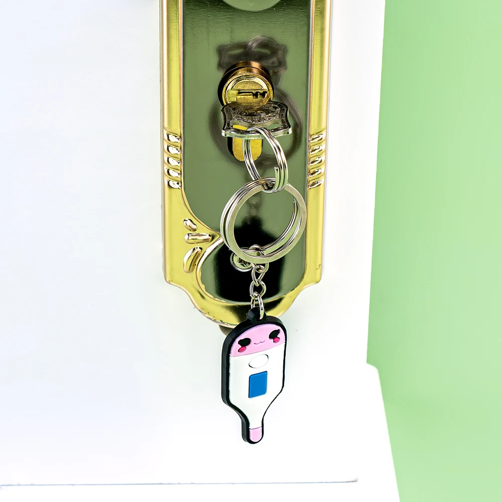 Color: Brown - 1PCS PVC Rubber Hot Keychain for nurses New Design Medicine Style Heart & Brain Car Key Pendant Cute Bag Ornament Gift