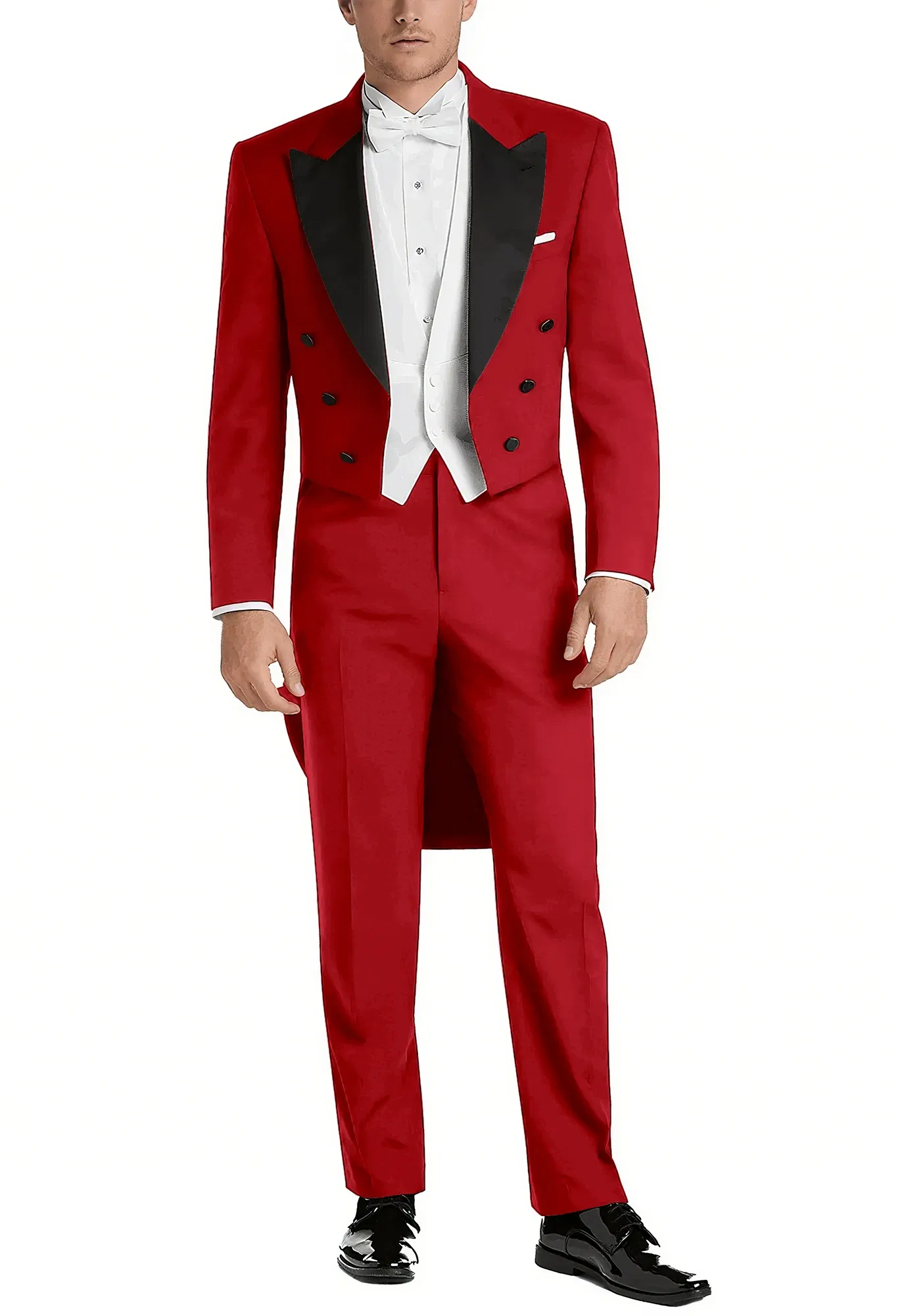 Color: CORAL RED, Size: 4XL - Italy Style Aristocratic Men Suit Three Pieces(Jacket+Pants+Vest) Hot-selling High-quality Double Breasted Male Clothing