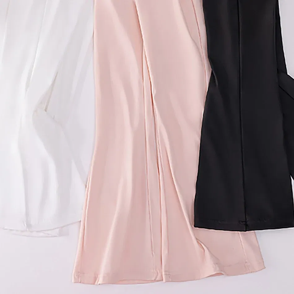 Color: Brown, Size: 80cm - Girls High Waist Flared Pants for Spring and Autumn Kids Fashion Tight Leggings with Stylish Elastic Teenager Bottoms Clothes