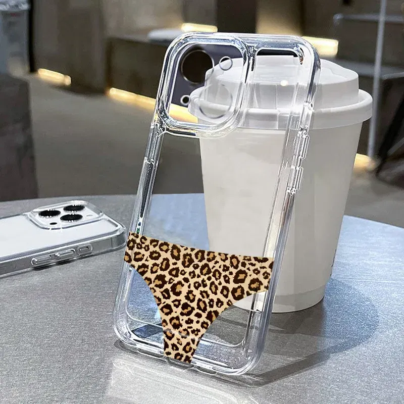 Color: Clear,  Material: Silicon - for IPHONE 15 case 14 13 12 11 PROMAX 7 8 PLUS X XR XS MAX Leopard print soft silicone anti-drop and shock-proof