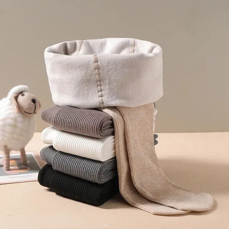 Color: Blue, Size: M - Winter Infant Girls Plus Velvet Pantyhose Children's Leggings Thickening Children's Babys Skinny Pants Winter Clothes