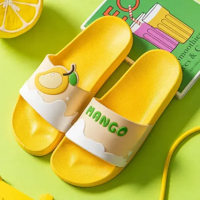 Color: Beige, Shoe Size: 4.5 - New Shoes for Women PVC Slippers Fashions Cartoon Fruit Sandals Flip Flops Summer Casual Beach Home Bath Thick Non-Slip Slippe