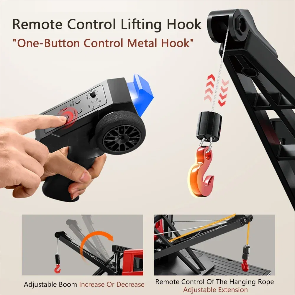 Color: Blue - MN82T RC Crawler 1/12 2.4G 4WD Remote Control Off-road Pickup Simulation Crane Vehicle Electric Climbing Car Model Toys for Kids