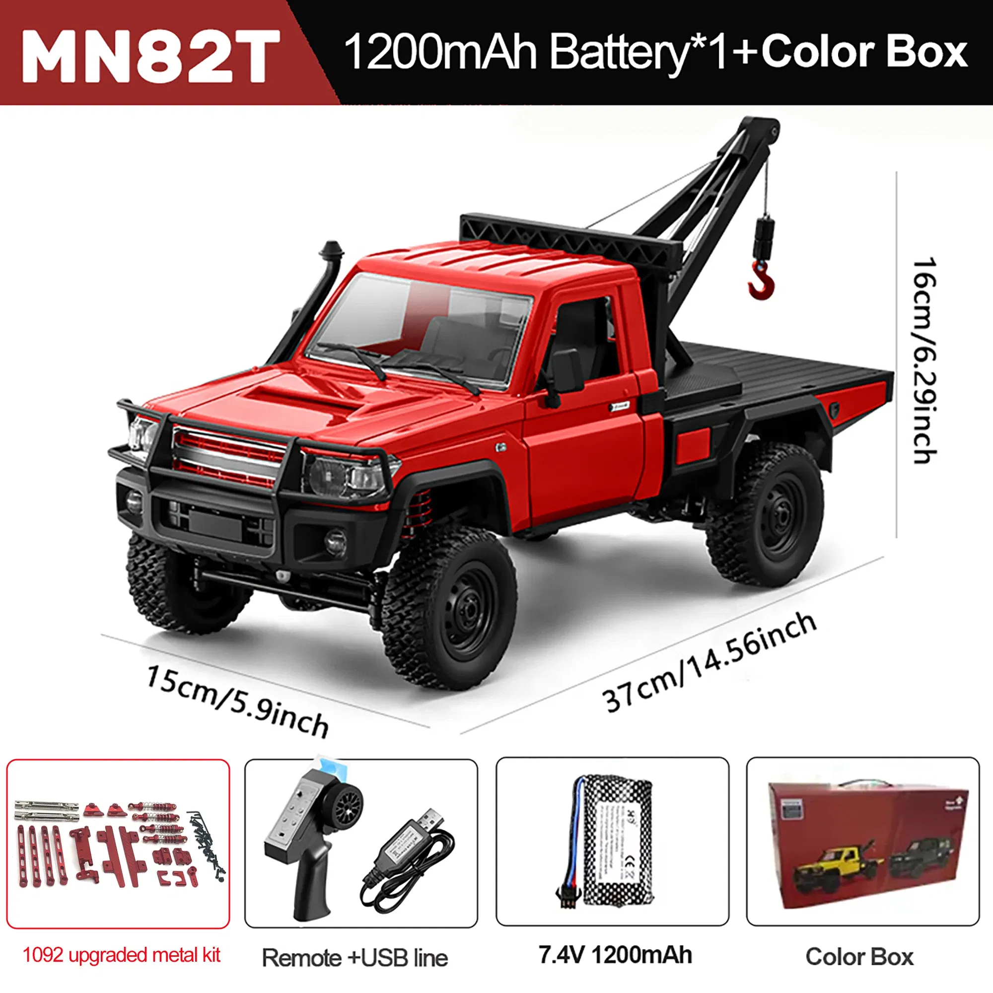 Color: Blue - MN82T RC Crawler 1/12 2.4G 4WD Remote Control Off-road Pickup Simulation Crane Vehicle Electric Climbing Car Model Toys for Kids