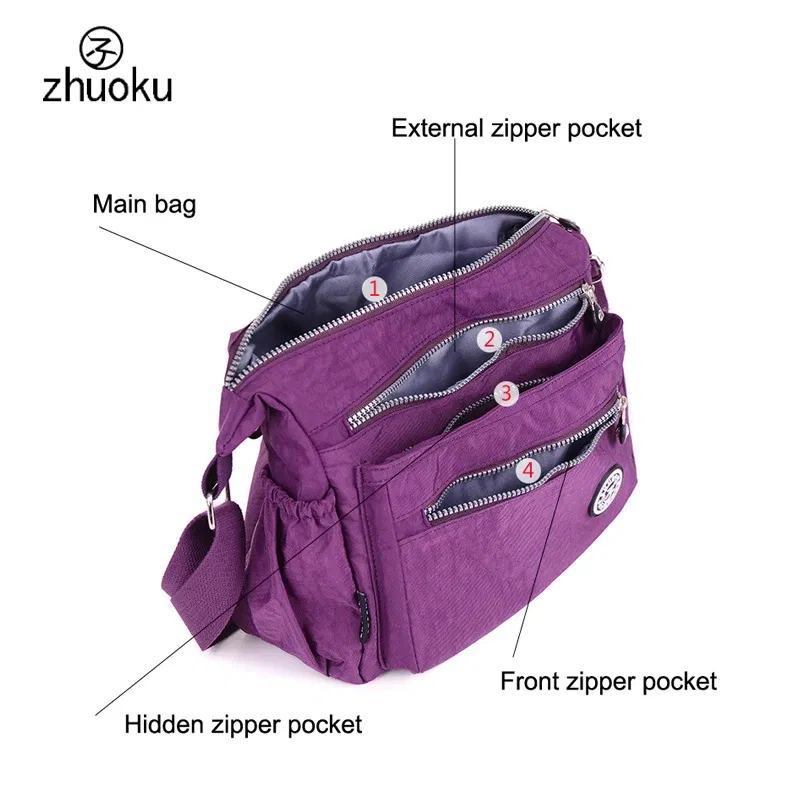 Color: Khaki - Women Messenger Bags Mini Ladies Nylon Handbags Shoulder Bag For Women Tote Handbag Bolsas Feminina Crossbody Bags