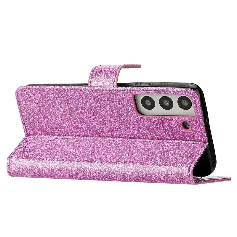 Color: Pink, Material: aluminum - Glitter Wallet Leather Case For Samsung Galaxy S25 FE S24 Ultra S23 Plus S22 S21 A35 A36 A56 A55 A13 A14 A15 A16 A26 A34 A33 A54