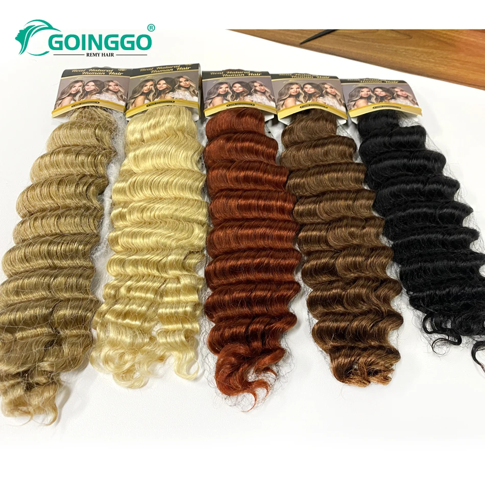 Color: T4/27/30, Stretched Length: 14inches - Pre-Colored Brazilian Deep Wave Bulk Human Hair No Weft Remy Bulk Human Hair 14 To 28 Inch Bulk Hair Extension Crochet Braids