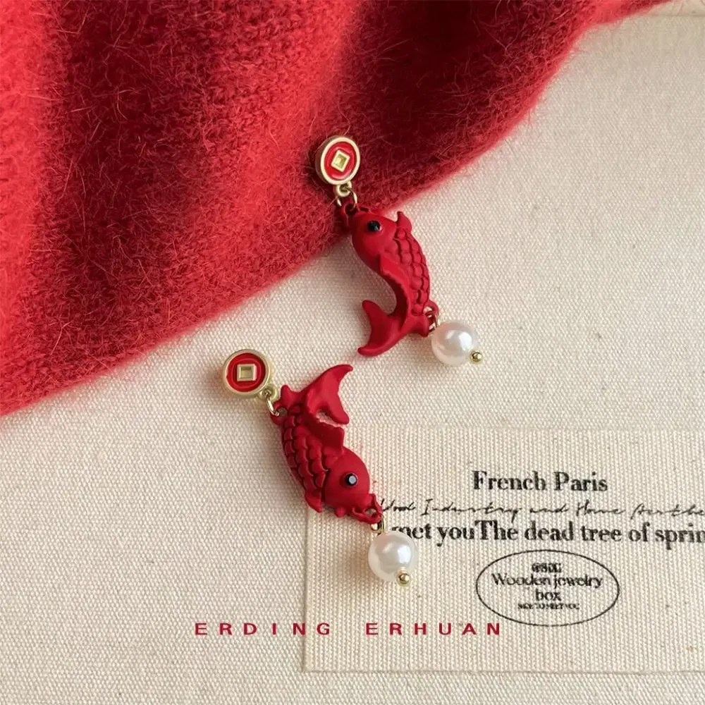 Metal Color: Vermeil - Chinese Style New Year Earrings Heart God of Wealth Snake Year Drop Earring Tassels Ear Decor 2025 Women Earrings Women