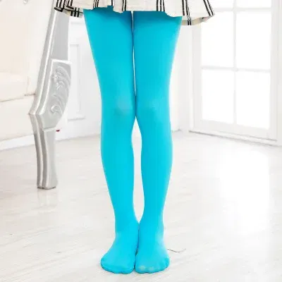 Color: SKY BLUE, Size: M - 1/2/4/6/8 Pairs/lot Spring Summer Candy Kids Pantyhose Ballet Dance Tights for Girls Stocking Children Velvet Solid White