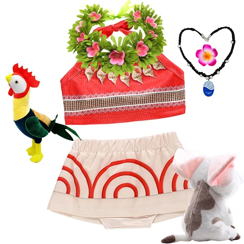Color: Brown, Kid Size: 5 - Little Girls Dress up Moana Baby Kids Two Pieces Set Top +Pants Infant Vaiana Role Play Festival Princess Costume Casual Clothes