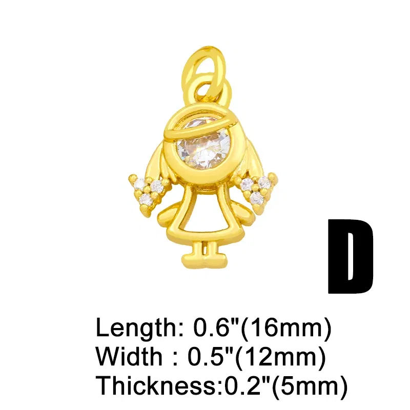 Metal color: PURPLE - OCESRIO Gold Plated CZ Small Boy and Girl Charms for Necklaces Copper DIY Handmade Pendants for Earrings Wholesale chma091