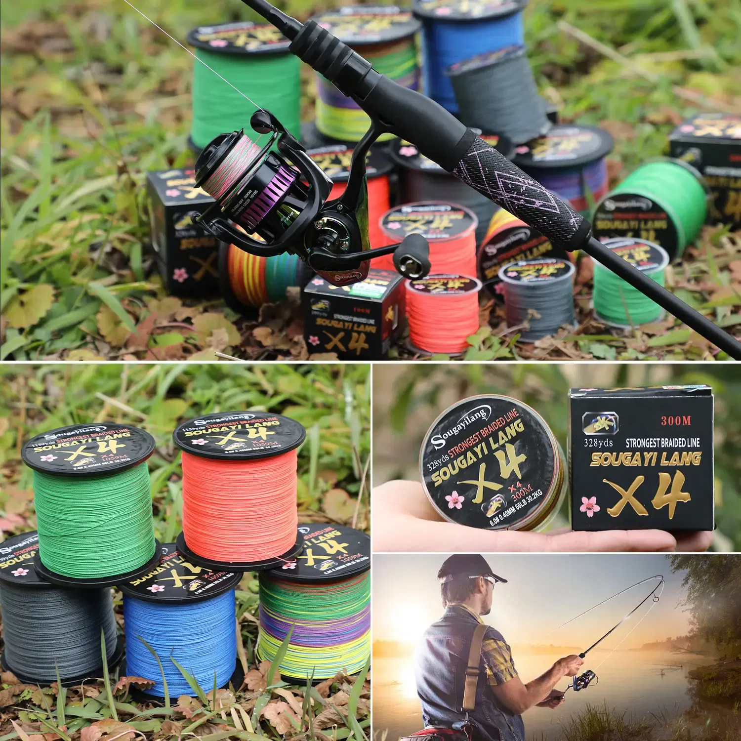 Color: Dark Grey, Line Number: 1.0 - Sougayilang Braided Line 4X 100/300m 5 Color All for Fishing Line MaxDrag 66LB Multifilament PE Line for Saltwater Sea Fishing