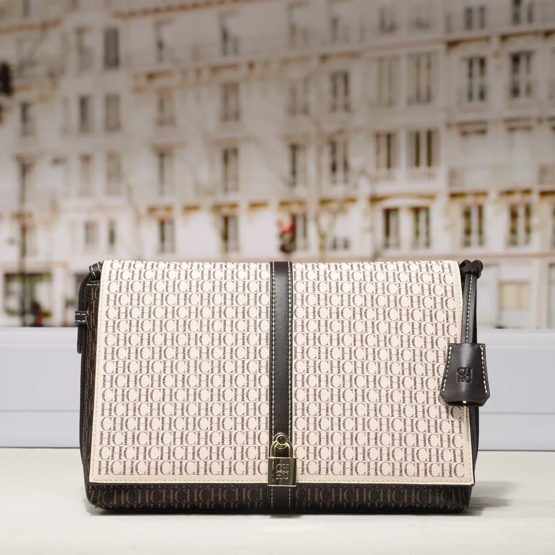 Color: Beige - 2025 CHHC High-End Minimalist Unique Vintage Leather Crossbody Bag for Women with Large Capacity Trendy Design Solid Color