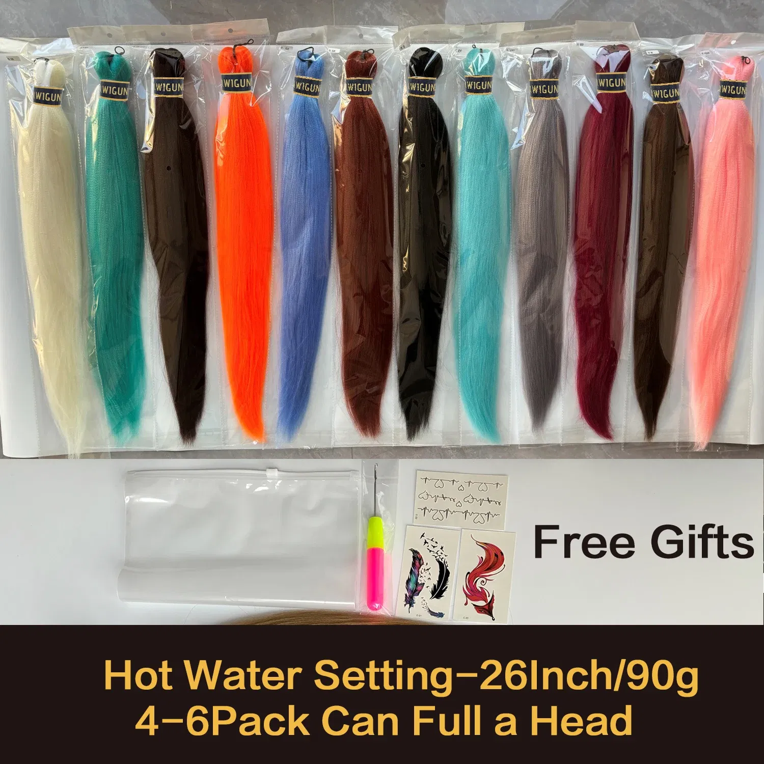 Color: Brown, Number of Pcs: 1pc/set, Bulk Buy: 1pc, Ships From: CHINA - Wigundle 26 Inch 90g Pre Stretched Jumbo Braiding Hair Box Twist Braids Wholesale Xpression Synthetic Hair Extensions For Women