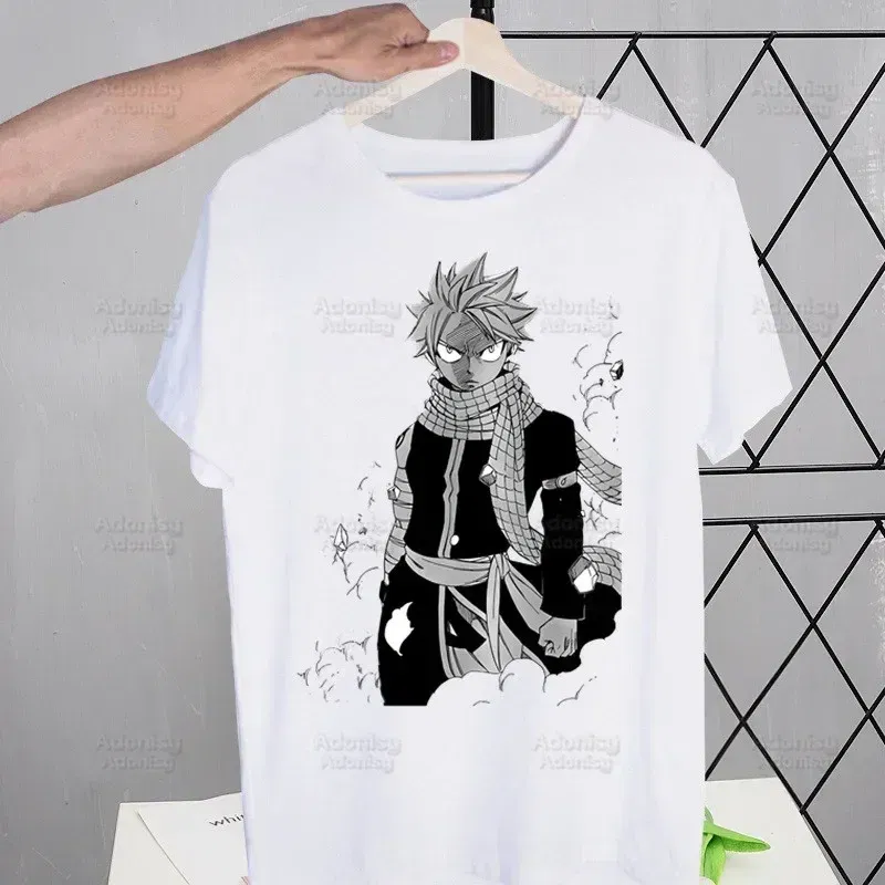 Color: WHITE, Size: XXL - Anime Fairy Tail Cartoon Natsu Erza Gray Lucy T-shirts Summer Men/Women Hip Hop Tshirt Streetwear t shirts Short Sleeve Tops
