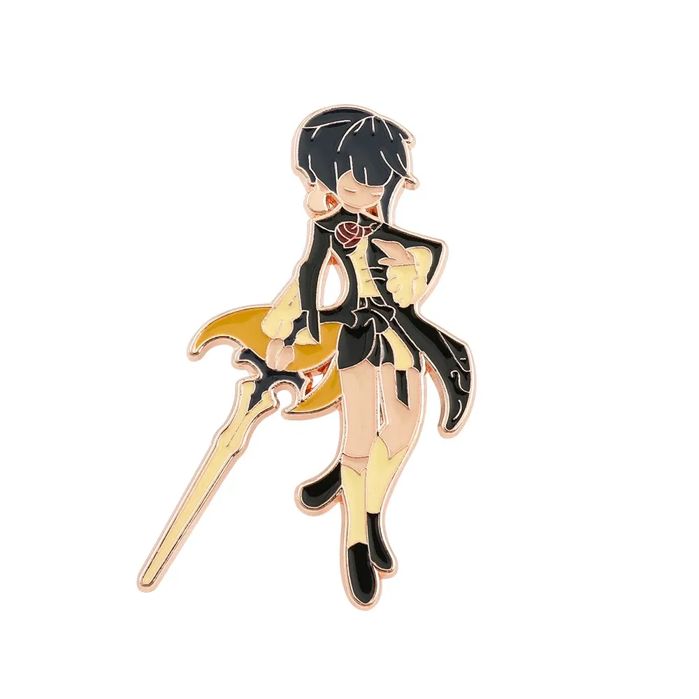 Metal color: Rhodium Plated, Ships From: CHINA - Game Genshin Impact Enamel Brooch Cosplay Figure Kaeya Alberich Jewelry Badge Props Lapel Pins for Jacket Pins Jewelry