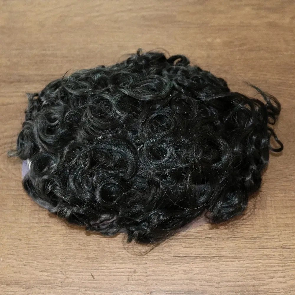 Toupee Color: 17#, Toupee Density: 110%, Length: 6 inches, Toupee Size: 6x8, Toupee Design: free - 20MM Curly Brown Black Super Durable Mono Lace&Pu Mens Toupee Wig Human Hair 15mm Capillary Prosthesi Weave Replacement For Male