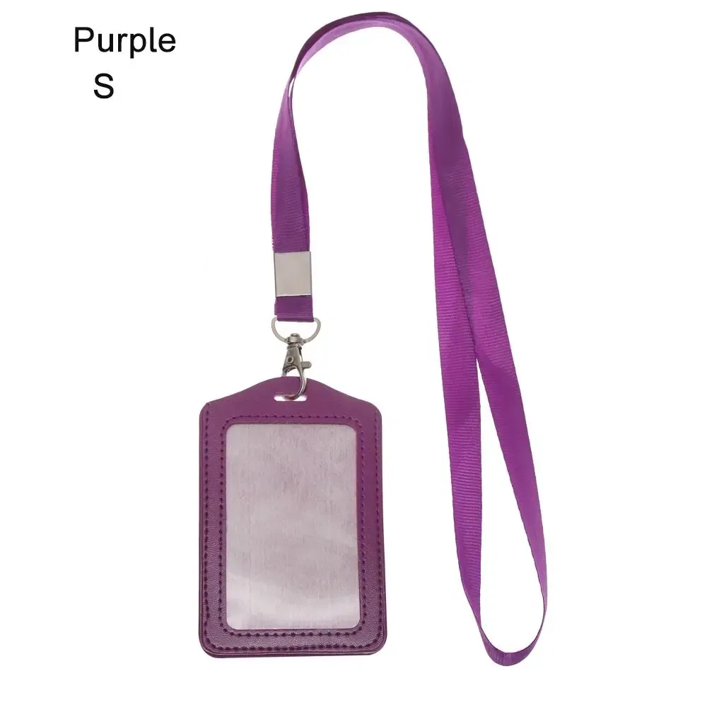 Color: GRAY - Unisex Work Card Holders With Lanyard PU Bank Card Name Credit Card Holders Card Bus ID Holders Identity Badge With Neck Strap