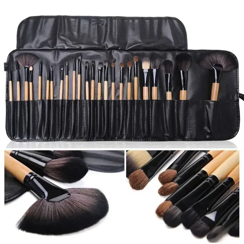 Handle Color: Beige - Gift Bag Of  24 pcs Makeup Brush Sets Professional Cosmetics Brushes Eyebrow Powder Foundation Shadows Pinceaux Make Up Tools