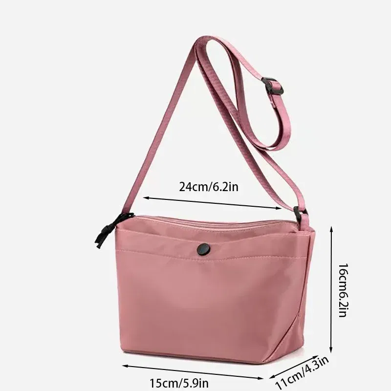 Color: Beige - Homemade Baby Pink Nylon Fabric Underarm Bag Korean New Inner Lightweight Texture Small Bag Full with Shoulder Handbag