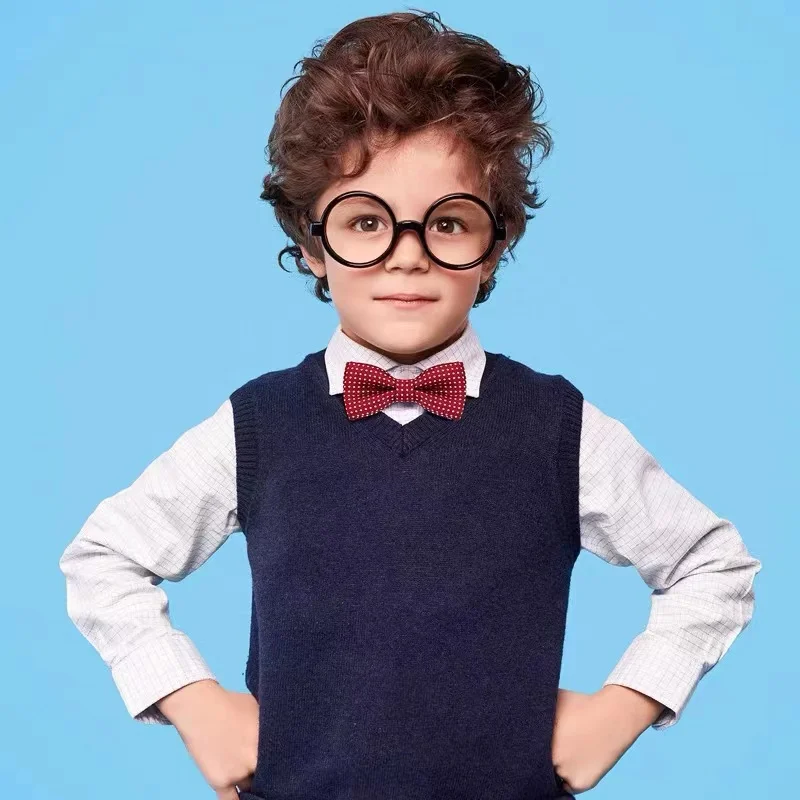 Color: Blue - Korean Formal Dress Dots Bow Ties For Kids Business Bowknot Bridegroom Best Man Bowties Polka Dot Butterfly Cute Neckties Gift