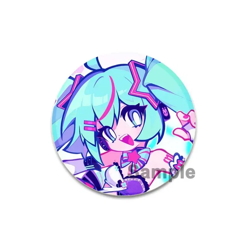 Color: Blue, Size: L - 58/44/32mm Miku Anime Round Pins Cartoon Badges Cosplay Handmade Tinplate Brooch on Backpack Clothes Chest Ornament Gifts